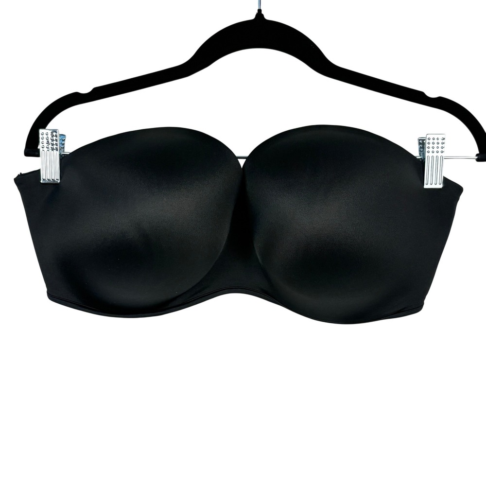 Cacique Smooth Boost Strapless Multi-way Bra Black 38DDD Underwire Boned Flaw